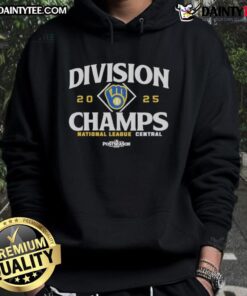 Official Milwaukee Brewers National League Central Division Champions 2025 hoodie showcasing team colors and logo.