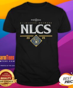 Official Milwaukee Brewers NLCS 2025 T-Shirt featuring team logo and championship series design, perfect for fans.