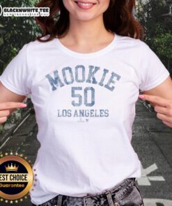 Official Mookie Betts October Ladies Tee featuring vibrant team colors and stylish design for female baseball fans.
