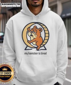 Cozy Official My Hamster Is Tired Hoodie featuring a cute hamster graphic, perfect for pet lovers and casual wear.