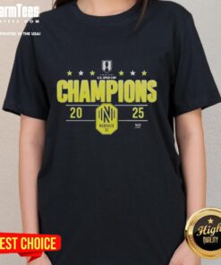 Official Nashville Soccer Champions Open Cup 2025 Ladies Tee showcasing vibrant team colors and logo design.