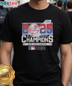 Official New York Yankees 2025 AL Division Series Champions T-Shirt featuring team logo and championship graphics.