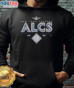 Alt Text: Official New York Yankees 2025 ALCS Division Series Winner Postseason Hoodie displayed on a hanger against a neutral background.
