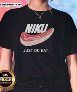 Official Niku Just Do Eat Ladies Tee in vibrant colors, showcasing a fun food-themed graphic design for casual wear.