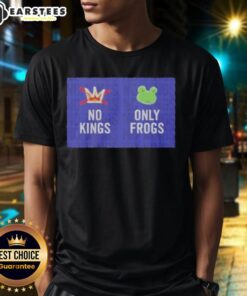 Official No Kings Only Frogs T-Shirt featuring a unique frog design on a vibrant colored fabric.