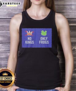 Official No Kings Only Frogs Tank Top featuring a playful frog design, perfect for casual summer wear and amphibian lovers.