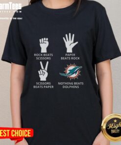 Alt Text: Official Miami Dolphins football logo on a stylish ladies tee, perfect for fans supporting their team.