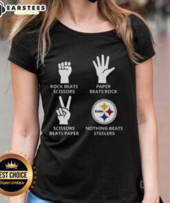 Alt Text: Official Pittsburgh Steelers Football logo on a stylish ladies tee, perfect for fans and casual wear.