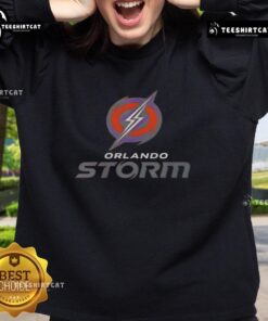 Alt Text: Official Orlando Storm football logo sweatshirt featuring vibrant team colors and a comfortable fit for fans.