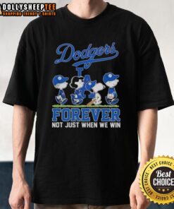 Alt Text: Official Peanuts Snoopy and Friends Los Angeles Dodgers T-shirt - Forever Not Just When We Win design.