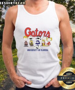 Official Peanuts X Florida Gators The Gang tank top featuring iconic characters in vibrant team colors.