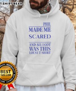 Official Phil Made Me Gay hoodie featuring bold text design, perfect for LGBTQ+ pride and humor.