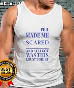 Official Phil Made Me Gay tank top featuring bold text design, perfect for pride events and LGBTQ+ fashion statements.