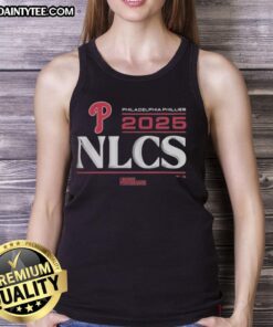 Alt Text: Official Philadelphia Phillies 2025 Division Series Winner locker room tank top showcasing team pride and celebration.