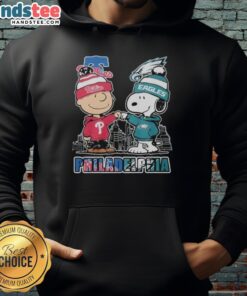 Official Philadelphia Phillies and Eagles 75th Anniversary Peanuts Snoopy Hoodie featuring vibrant team logos and Snoopy design.