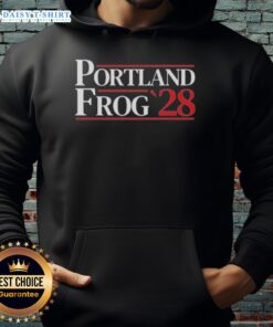 Official Portland Frog 2028 Hoodie featuring a vibrant frog design and cozy fit, perfect for fans and collectors.