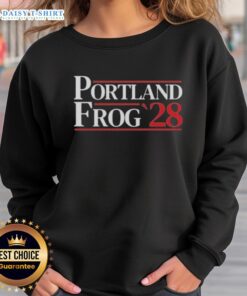 Official Portland Frog 2028 Sweatshirt featuring vibrant frog design, perfect for casual wear and fans of Portland.