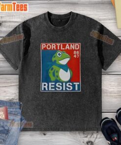Official Portland Frog 86 47 washed t-shirt featuring a vibrant frog graphic, perfect for casual wear and fans.