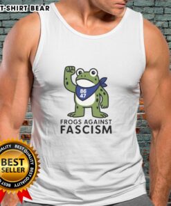 Official Portland Frog Against Fascism 86-47 Tank Top featuring a vibrant frog graphic and bold anti-fascism message.