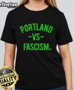 Official Portland Vs Fascism and ICE Ladies Tee showcasing a bold graphic design promoting social justice and activism.
