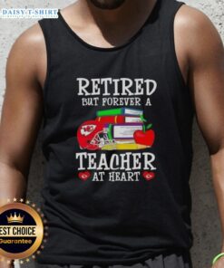 Alt Text: Kansas City Chiefs football tank top featuring 'Officially Retired But Forever A Teacher At Heart' design.