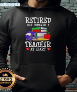 Alt Text: Official Minnesota Vikings hoodie for retired teachers, showcasing 'Retired But Forever A Teacher At Heart' design.