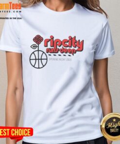 Official Rip City Runs Deep Opening Night 2025 Ladies Tee featuring vibrant design and comfortable fit for fans.