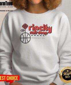 Official Rip City Runs Deep Opening Night 2025 Sweatshirt featuring vibrant team colors and logo for fans.