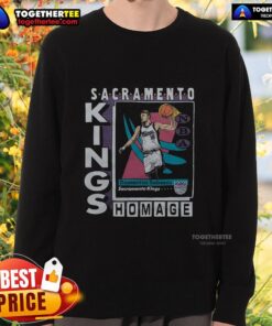 Official Sacramento Kings trading card sweatshirt featuring Domantas Sabonis in vibrant team colors and design.