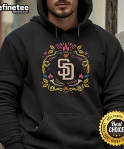 Official San Diego Padres Dia de los Muertos MLB Celebration Hoodie featuring vibrant colors and festive designs.