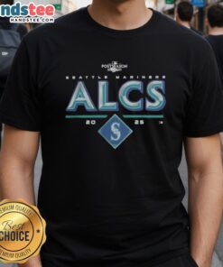 Official Seattle Mariners 2025 ALCS Division Series Winner Postseason T-Shirt featuring team logo and championship graphics.
