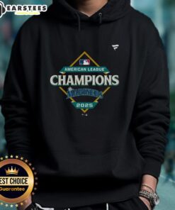 Alt Text: Official Seattle Mariners 2025 ALCS Champions hoodie featuring team logo and vibrant colors, perfect for fans.
