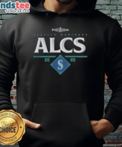 Alt Text: Official Seattle Mariners ALCS 2025 hoodie showcasing team colors and logo for the American League Championship Series.