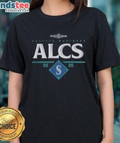 Official Seattle Mariners ALCS 2025 Ladies Tee featuring team logo and championship series design for female fans.