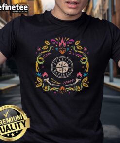 Official Seattle Mariners Da De Los Muertos MLB Celebration T-Shirt featuring vibrant designs and festive skull graphics.