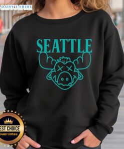 Official Seattle Moose MLB Seattle Mariners sweatshirt in navy blue, perfect for fans and cozy game days.