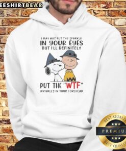 Snoopy and Charlie Brown hoodie with the phrase 'I May Not Put Sparkle In Your Eyes But I'll Definitely Put WTF'.