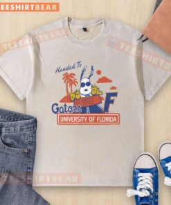 Official Snoopy X Florida Gators washed t-shirt featuring playful design, perfect for University of Florida fans.