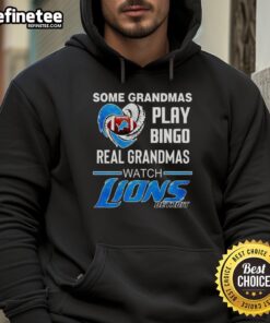 Official 'Some Grandmas Play Bingo, Real Grandmas Watch Detroit Lions Football' NFL hoodie featuring a bold design.
