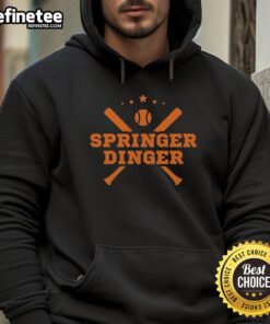 Official Springer Dinger George Springer hoodie featuring team colors and logo, perfect for baseball fans.
