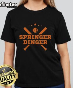 Official Springer Dinger George Springer Ladies Tee featuring vibrant graphics and a comfortable fit for fans.