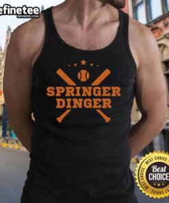 George Springer tank top featuring the Official Springer Dinger logo, perfect for Houston Astros fans.