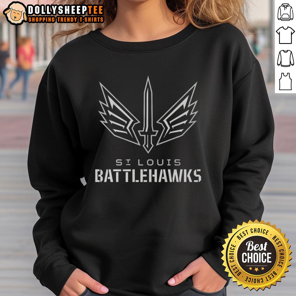 Official St. Louis Battlehawks Lockup Logo Sweatshirt Official St. Louis Battlehawks lockup logo sweatshirt featuring vibrant team colors and sleek design for fans.