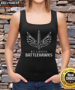 Official St. Louis Battlehawks lockup logo tank top featuring team colors and design for fans and supporters.