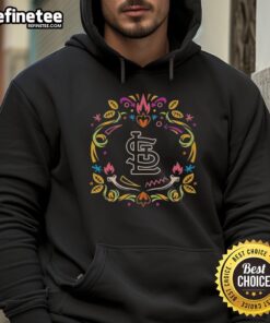 Alt Text: Official St. Louis Cardinals Dia de los Muertos MLB celebration hoodie featuring vibrant colors and festive designs.