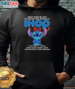 Alt Text: Grumpy girl wearing 'Don't Piss Me Off I'm A Grumpy Girl' IHOP hoodie, showcasing a fun and sassy design.