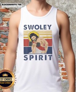 Vintage Official Swoley Spirit Weightlifting Jesus Tank Top featuring a bold graphic design, perfect for fitness enthusiasts.