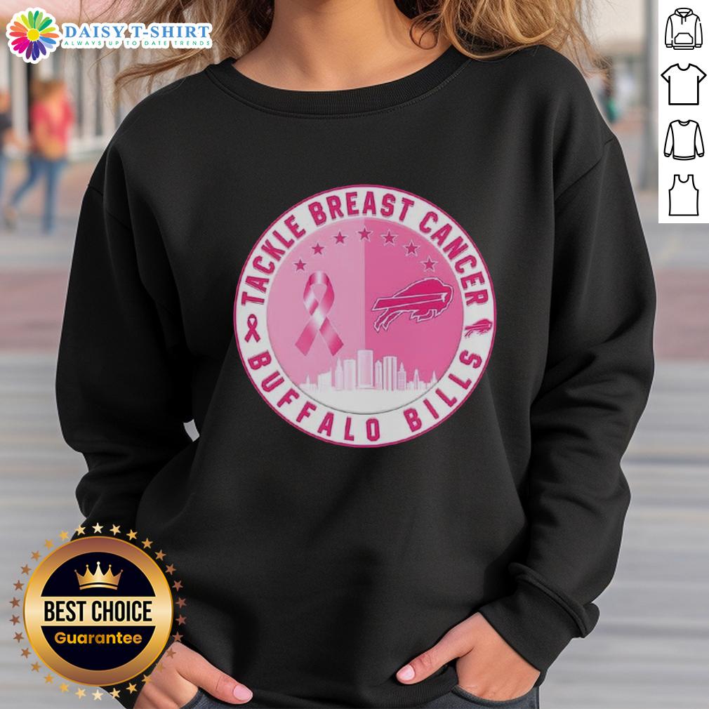 Official Tackle Breast Cancer Buffalo Bills Football Skyline Sweatshirt Alt Text: Official Tackle Breast Cancer Buffalo Bills sweatshirt featuring a skyline design, perfect for football fans supporting a cause.