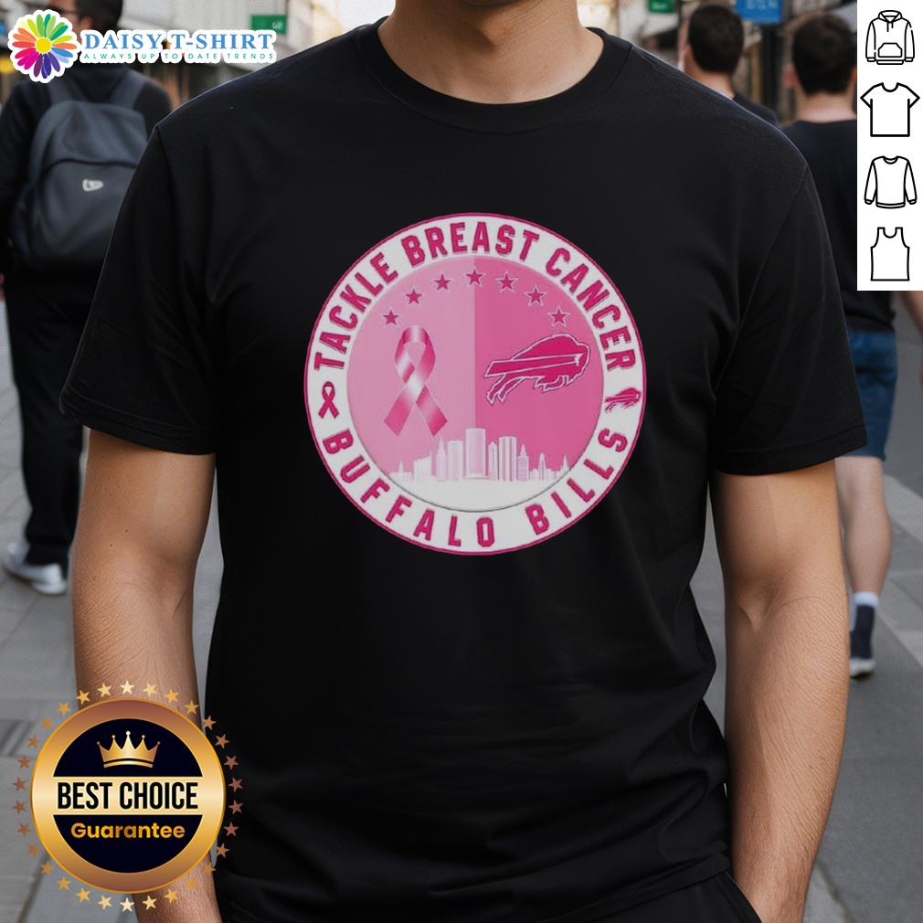 Official Tackle Breast Cancer Buffalo Bills Football Skyline T Shirt Buffalo Bills Skyline T-Shirt supporting Tackle Breast Cancer with vibrant colors and team logo, perfect for fans.