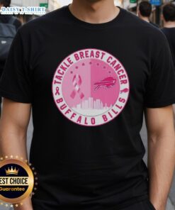 Buffalo Bills Skyline T-Shirt supporting Tackle Breast Cancer with vibrant colors and team logo, perfect for fans.